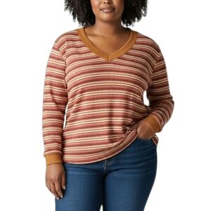 NWT ST. JOHNS BAY STRIPE THERMAL TOP SIZE WOMENS 1X